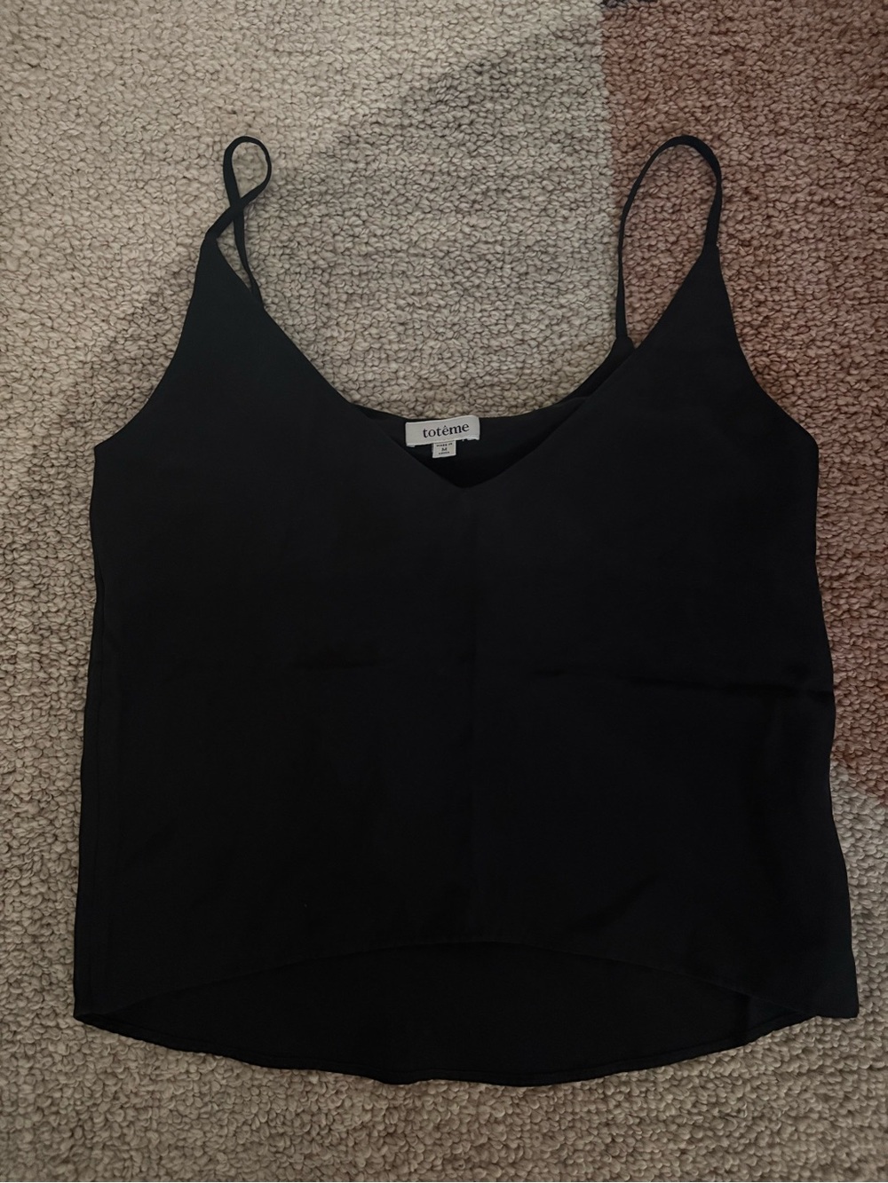 Toteme Black Silk Camisole Tank Top